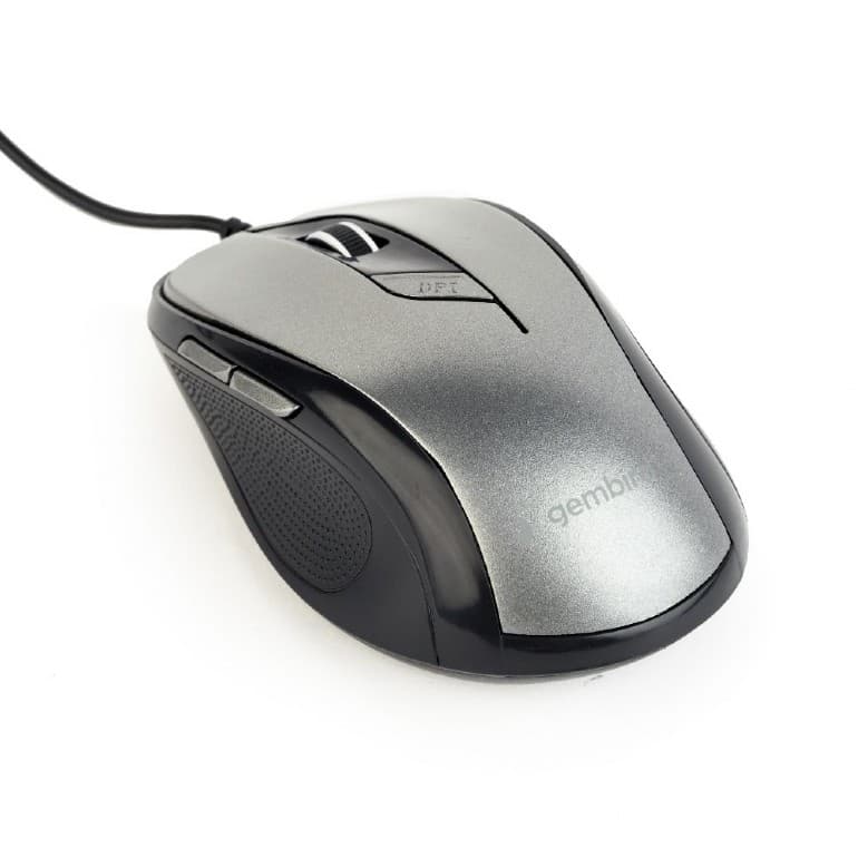 MOUSE GEMBIRD, PC sau NB, cu fir, USB, optic, 1600 dpi, butoane/scroll 6/1, negru / gri, "MUS-6B-01-BG" — miniatură