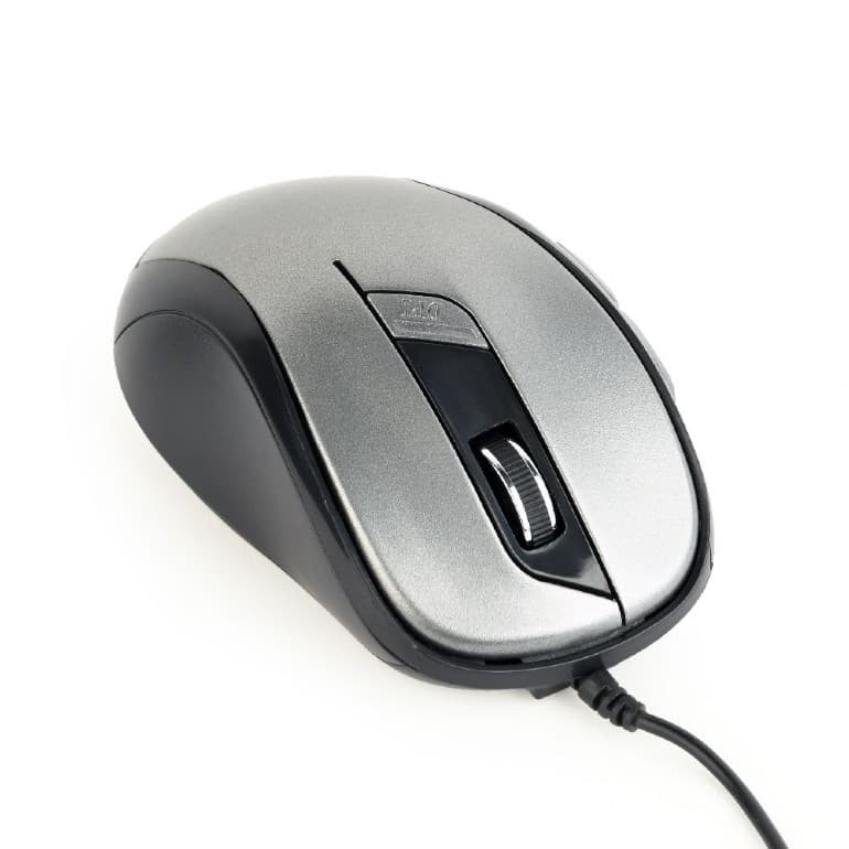 MOUSE GEMBIRD, PC sau NB, cu fir, USB, optic, 1600 dpi, butoane/scroll 6/1, negru / gri, "MUS-6B-01-BG" — miniatură