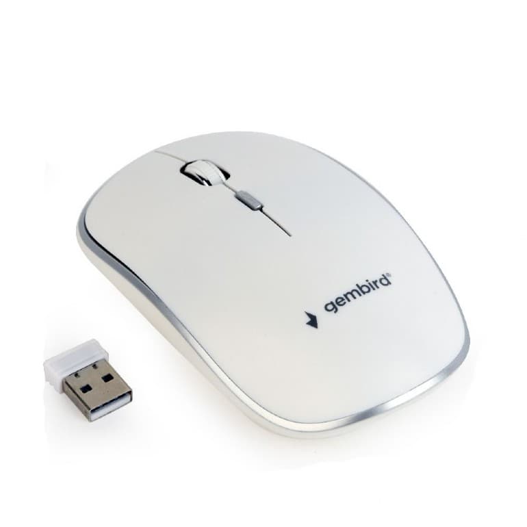 MOUSE GEMBIRD, PC sau NB, wireless, 2.4GHz, optic, 1600 dpi, butoane/scroll 4/1, alb, "MUSW-4B-01-W" — miniatură