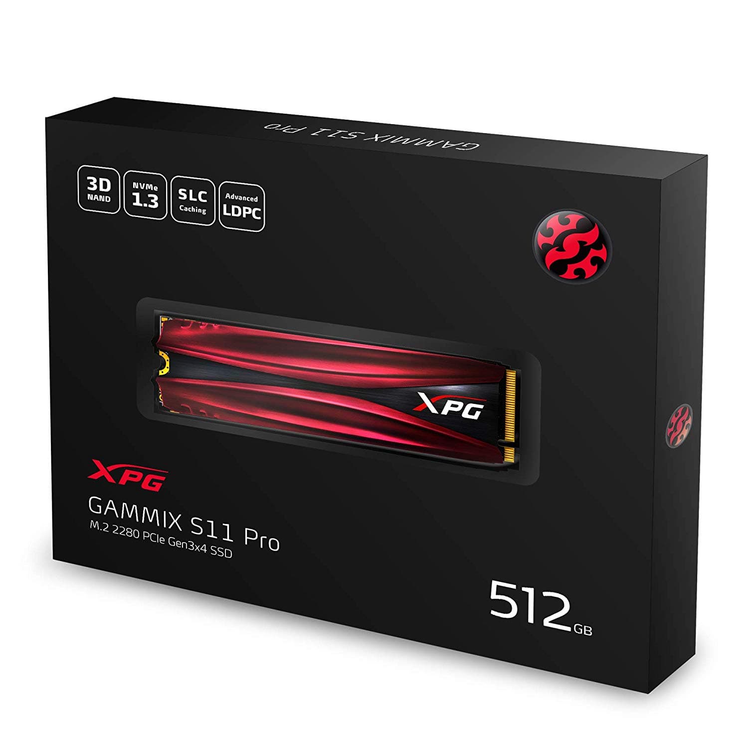 SSD ADATA, Gammix S11 PRO, 512 GB, M.2, PCIe Gen3.0 x4, 3D Nand, R/W: 3500/2300 MB/s, "AGAMMIXS11P-512GTC"