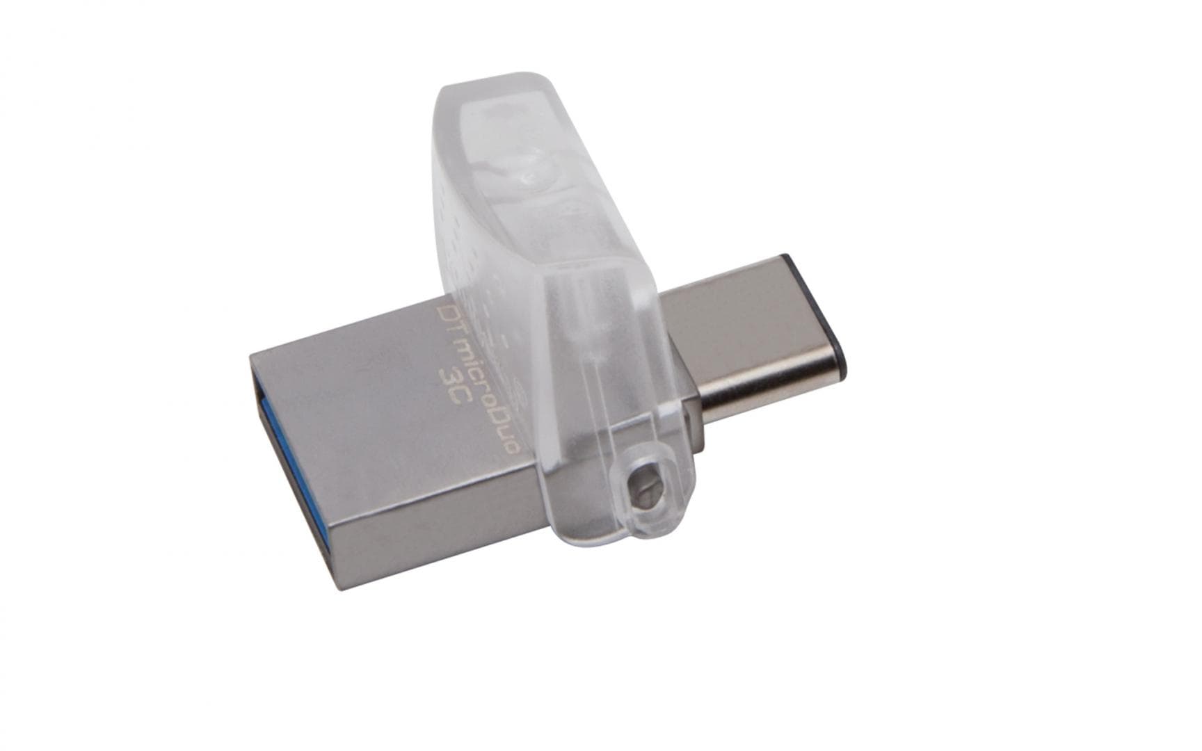 MEMORIE USB 3.0 | USB 3.0 Type-C KINGSTON 128 GB, profil mic | OTG, carcasa metalic & plastic, alb / argintiu, "DTDUO3C/128GB"