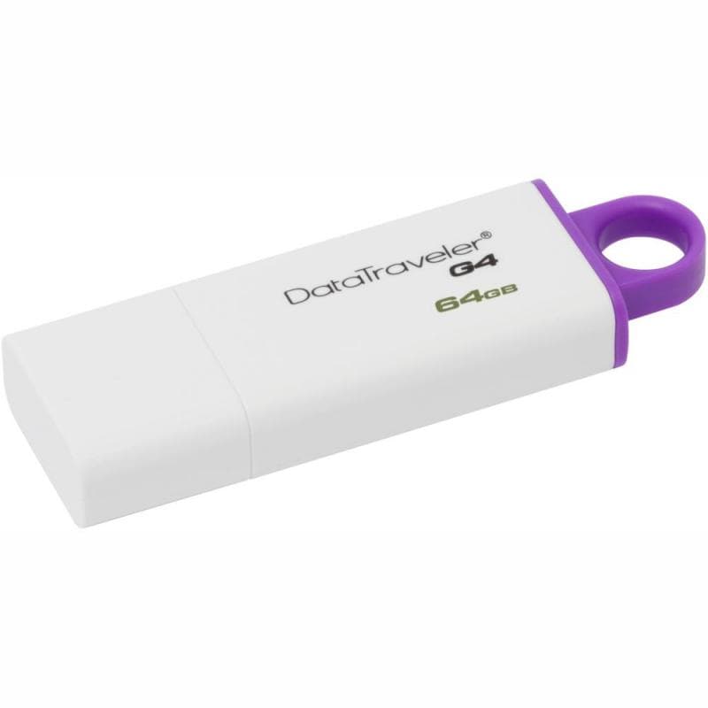 MEMORIE USB 3.0 KINGSTON 64 GB, cu capac, carcasa plastic, alb / mov, "DTIG4/64GB"