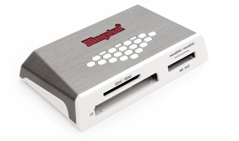CARD READER extern KINGSTON, interfata USB 3.0, citeste/scrie: SD, microSD, MS, CF; plastic, alb & gri, "FCR-HS4"
