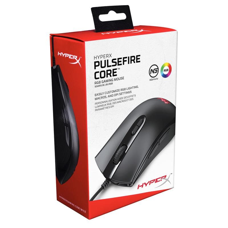 MOUSE KINGSTON, "Pulsefire Core", gaming, cu fir, USB, optic, 6200 dpi, butoane/scroll 7/1, iluminare, butoane programabile, negru, "HX-MC004B" — miniatură