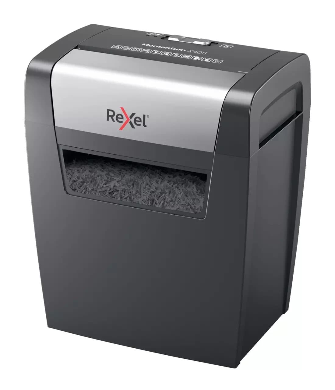 Distrugator manual documente MOMENTUM X406, 6 coli, P4, cross-cut (tip confeti) Rexel "2104569EU" — miniatură