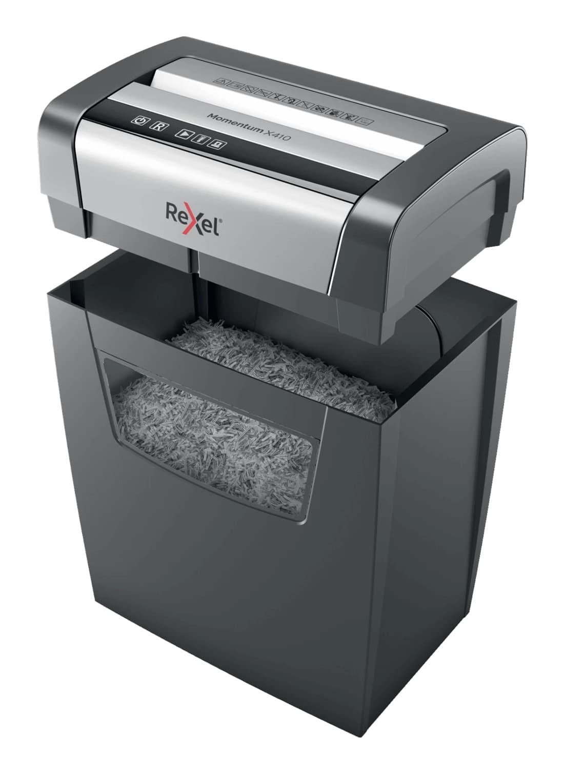 Distrugator manual documente MOMENTUM X410, 10 coli, P4, cross-cut (tip confeti) Rexel "2104571EU" — miniatură
