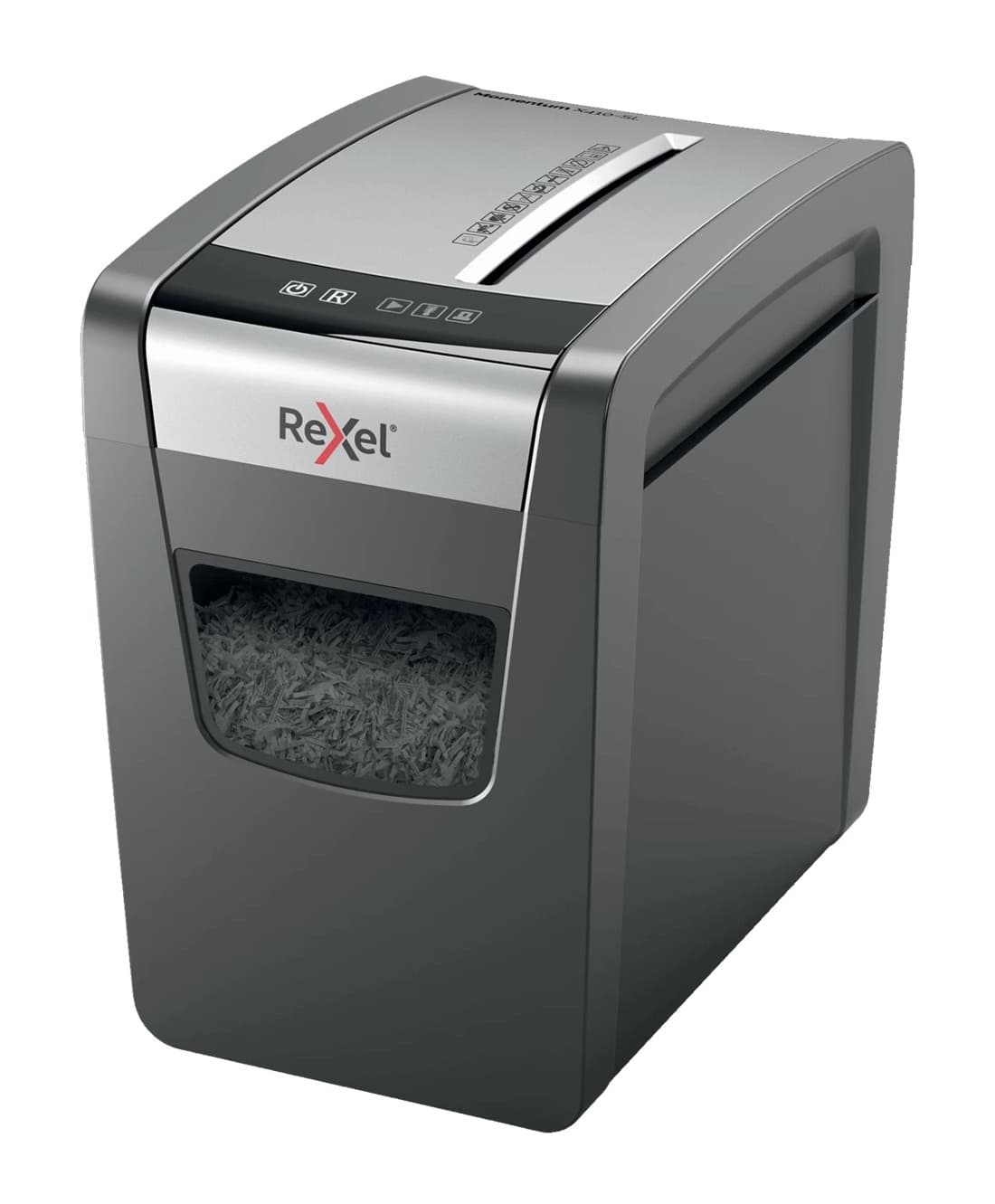 Distrugator manual documente MOMENTUM subtire X410-SL, 10 coli, P4, cross-cut (tip confeti) Rexel "2104573EU" — miniatură