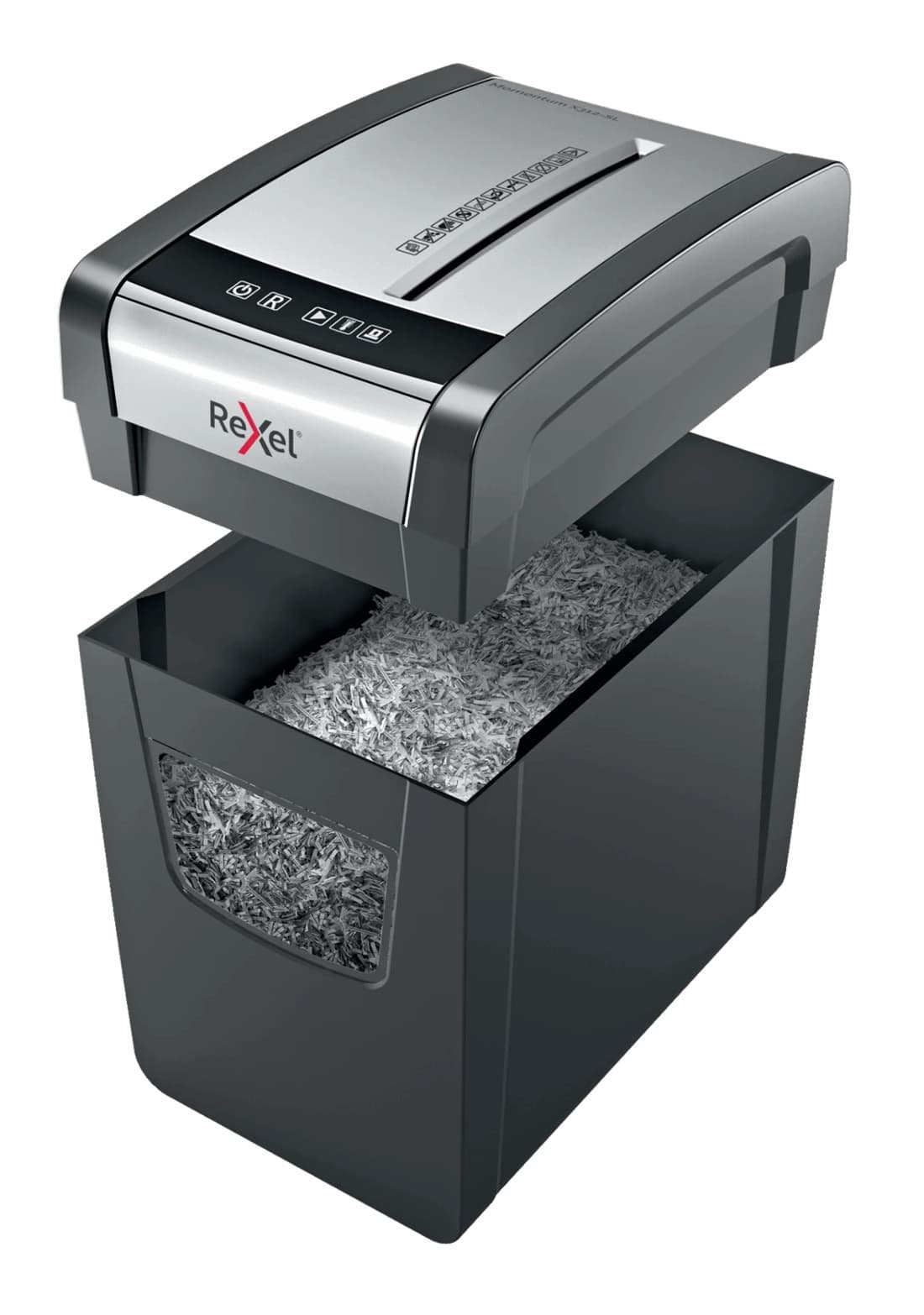 Distrugator manual documente MOMENTUM subtire X312-SL, 12 coli, P3, cross-cut (tip confeti) Rexel "2104574EU" — miniatură