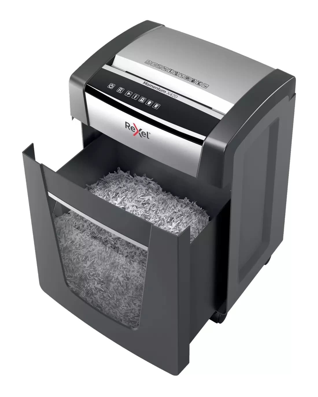 Distrugator manual documente MOMENTUM X420, 20 coli, P4, cross-cut (tip confeti) Rexel "2104578EU" — miniatură