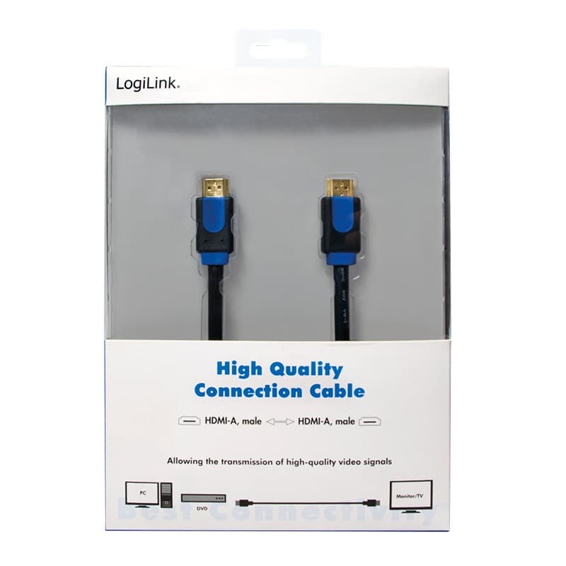 CABLU video LOGILINK, HDMI (T) la HDMI (T), 2m, premium, conectori auriti, rezolutie maxima 4K UHD (3840 x 2160) la 60 Hz, negru, "CHB1102" — miniatură