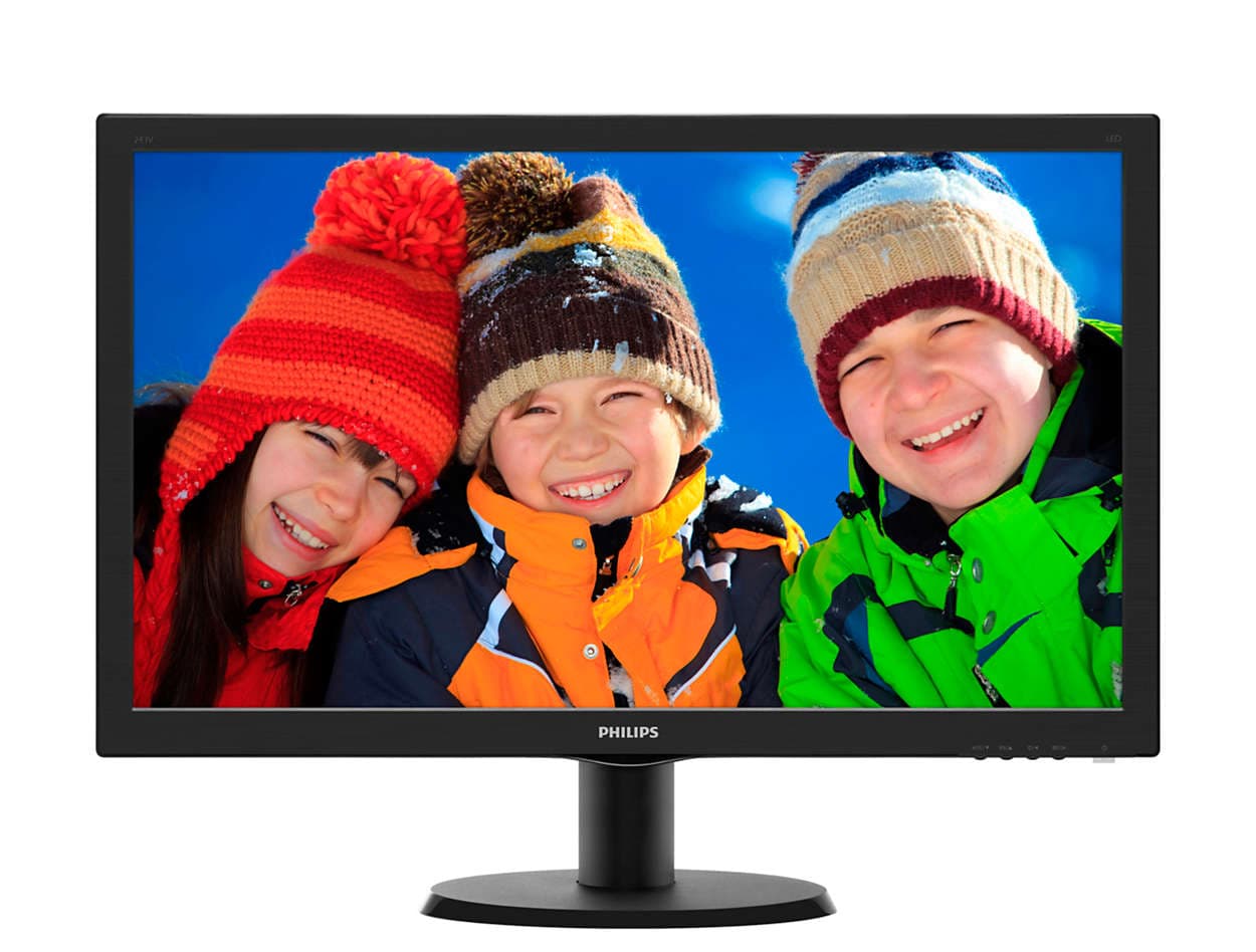 MONITOR PHILIPS 23.6", home, office, TN, Full HD (1920 x 1080), Wide, 250 cd/mp, 1 ms, VGA, DVI, HDMI, "243V5LHSB/01"
