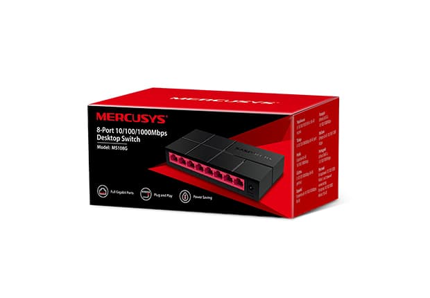 SWITCH MERCUSYS, porturi Gigabit x 8, unmanaged, carcasa plastic, "MS108G" — miniatură