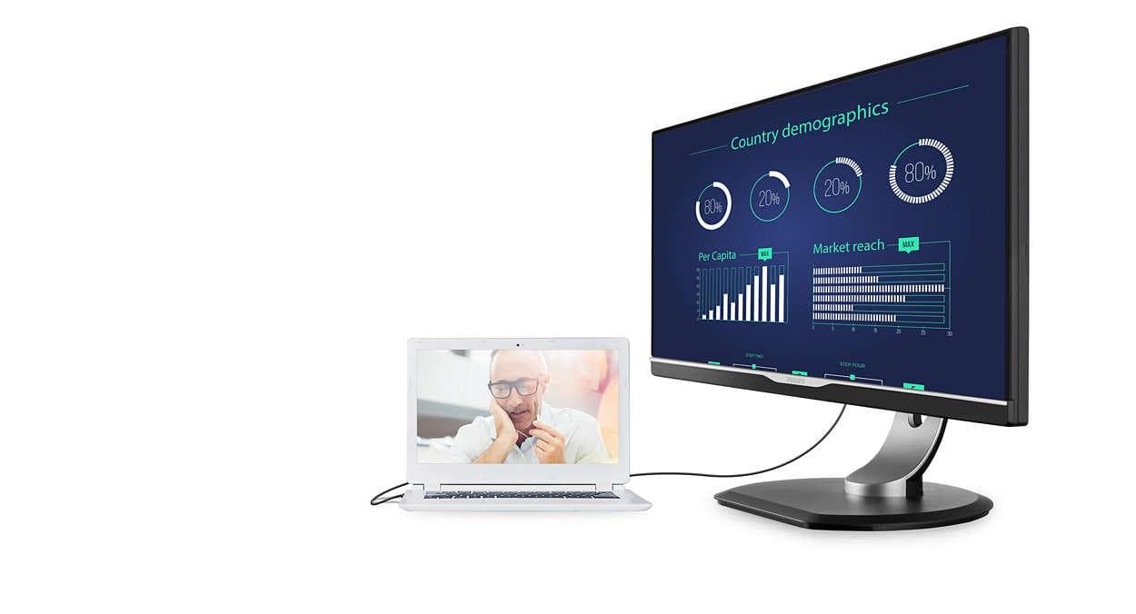MONITOR PHILIPS 25", grafica, IPS, WQHD (2560 x 1440), Wide, 350 cd/mp, 5 ms, VGA, DVI, HDMI, DisplayPort, "258B6QUEB/00" — miniatură