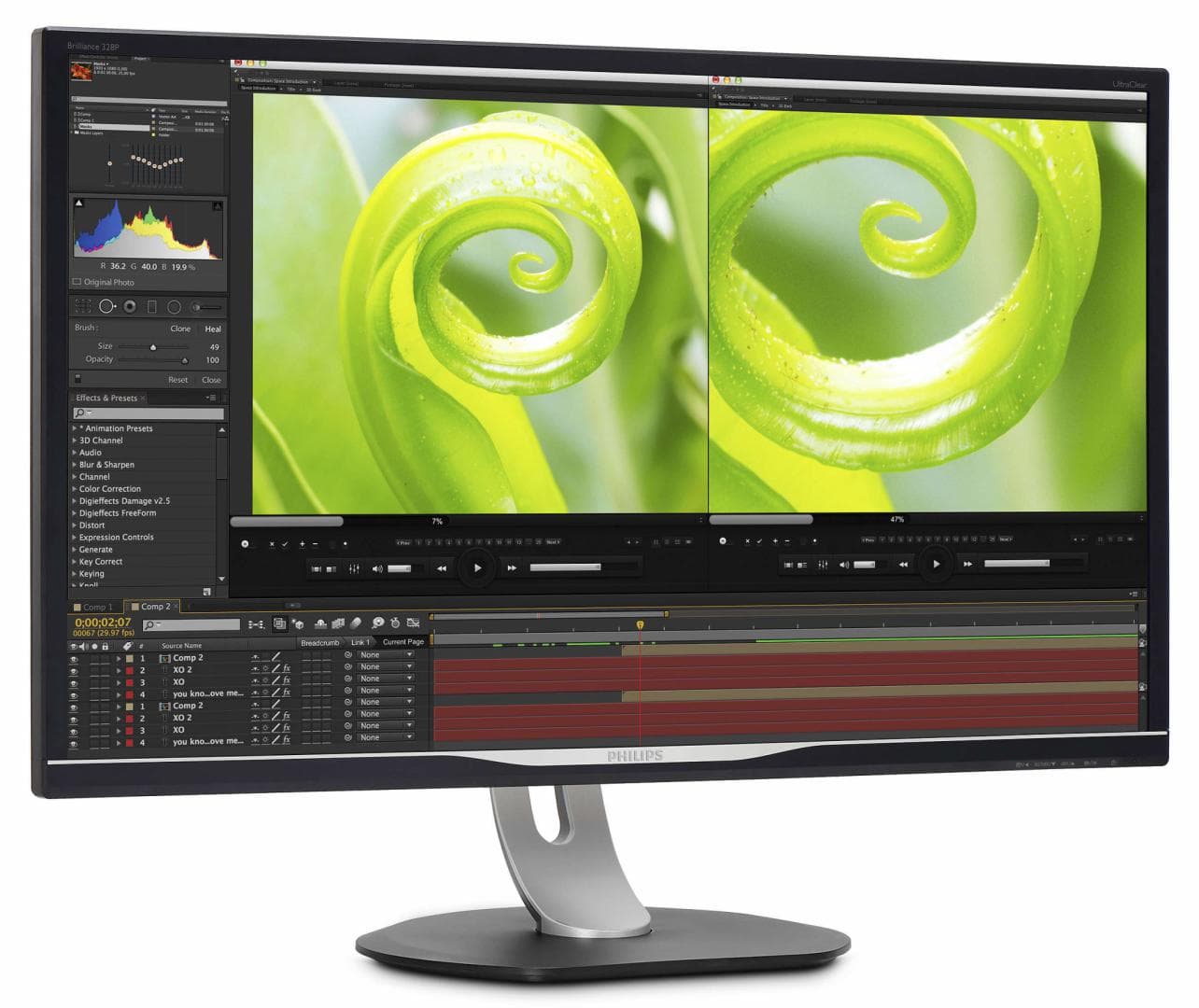 MONITOR PHILIPS 31.5", grafica, VA, 4K UHD (3840 x 2160), Wide, 300 cd/mp, 4 ms, VGA, DVI, HDMI, DisplayPort, "328P6VJEB/00" — miniatură