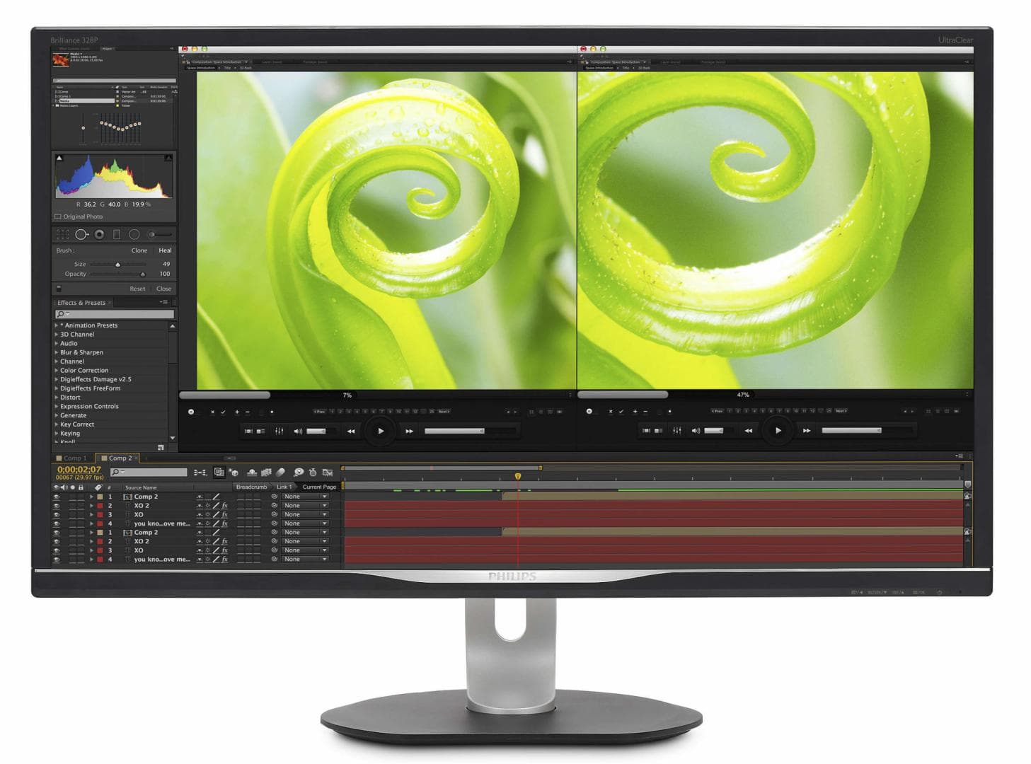 MONITOR PHILIPS 31.5", grafica, VA, 4K UHD (3840 x 2160), Wide, 300 cd/mp, 4 ms, VGA, DVI, HDMI, DisplayPort, "328P6VJEB/00"