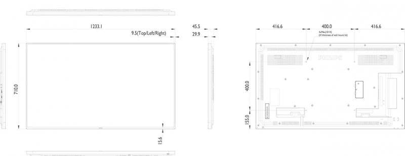MONITOR PHILIPS - signage 55", afisaj indoor, IPS, Full HD (1920 x 1080), Wide, 450 cd/mp, 12 ms, VGA, DVI, HDMI x 2, DisplayPort, "55BDL4050D/00" — miniatură