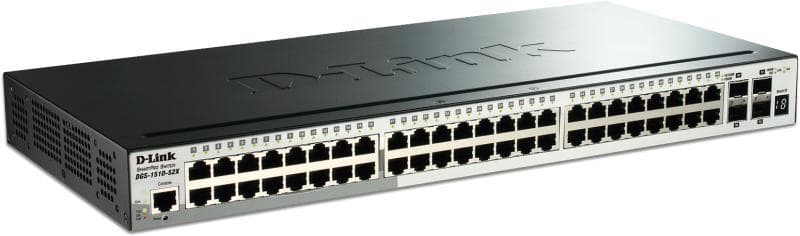52-Port Gigabit Stackable Smart Managed Switch including 4 10G SFP+- 48 x 10/100/1000Mbps Auto-Negotiating Ports- 4 x 10G SFP+ "DGS-1510-52X"