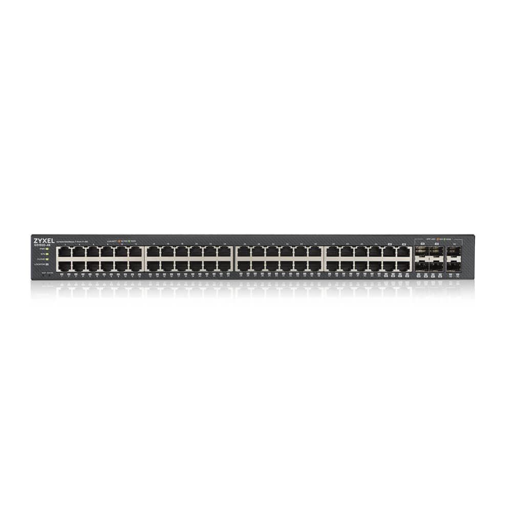 SWITCH ZYXEL, GS1920-48v2, porturi Gigabit x 48, SFP x 4, managed, rackabil, carcasa metalica, "GS1920-48V2-EU0101" — miniatură