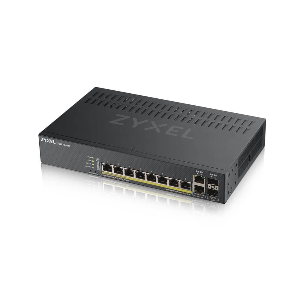 SWITCH PoE ZYXEL, "GS1920-8HPv2"port Gigabit x 8, SFP SFP x 2, managed, rackabil, carcasa metalica, "GS1920-8HPV2-EU010" — miniatură