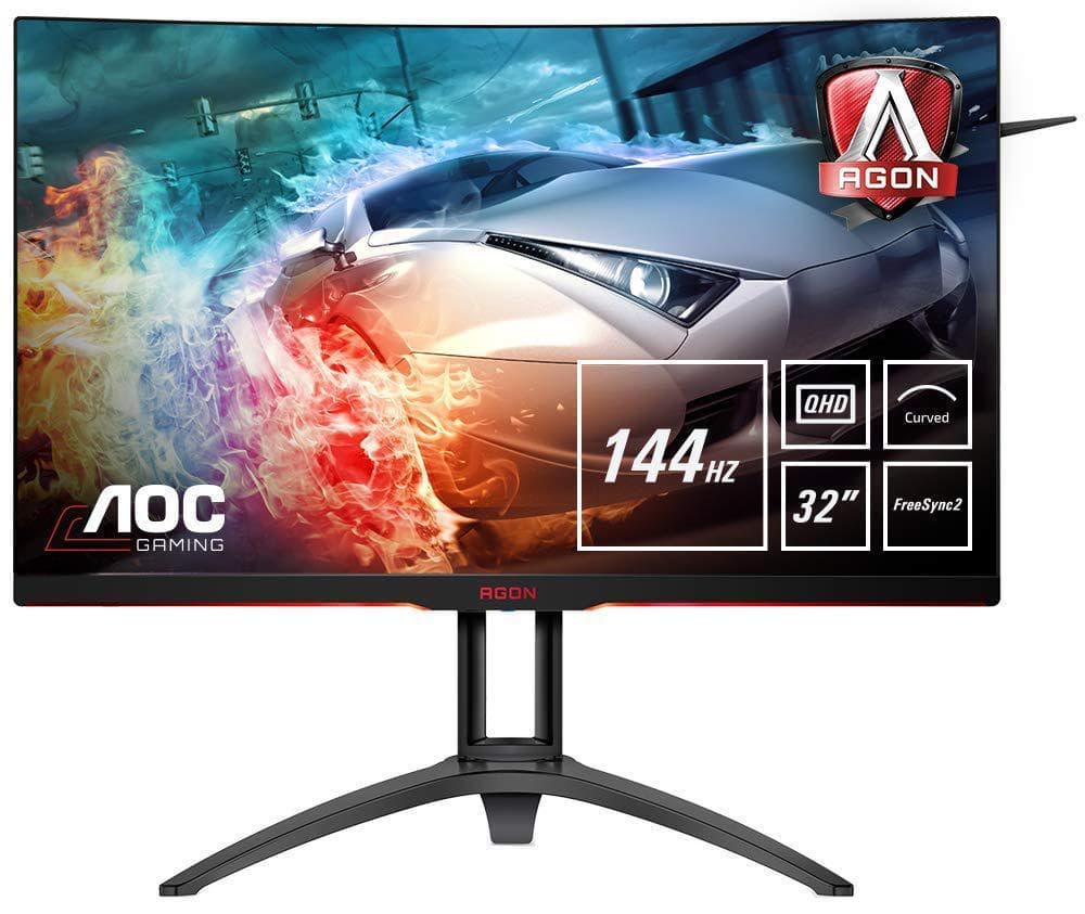 MONITOR AOC 31.5" gaming, VA, WQHD (2560 x 1440), Wide, curbat, 400 cd/mp, 4 ms, VGA, HDMI x 2, DisplayPort x 2, "AG322QC4" — miniatură