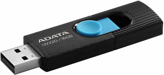 MEMORIE USB 2.0 ADATA 16 GB, retractabila, carcasa plastic, negru / albastru, "AUV220-16G-RBKBL"