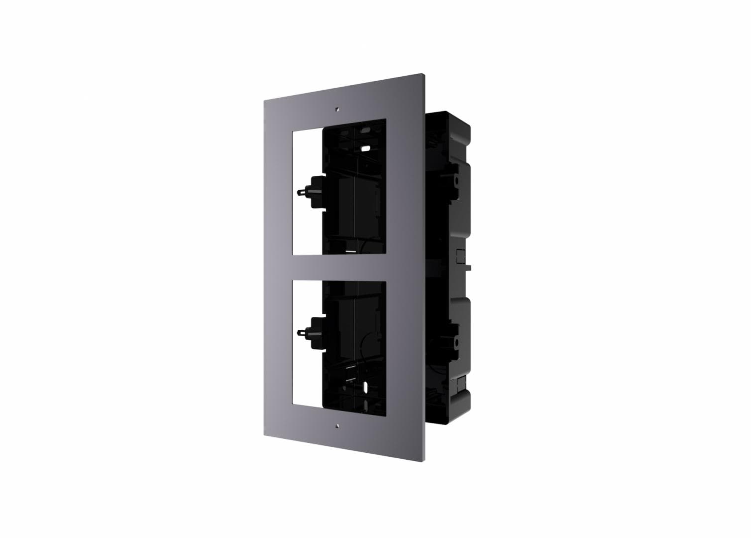 PANOU frontal HIKVISION pentru 2 module de videointerfon modular Hikvision DS-KD-ACF2, montare incastrata, aluminiu, doza de plastic inclusa, "DS-KD-ACF2"