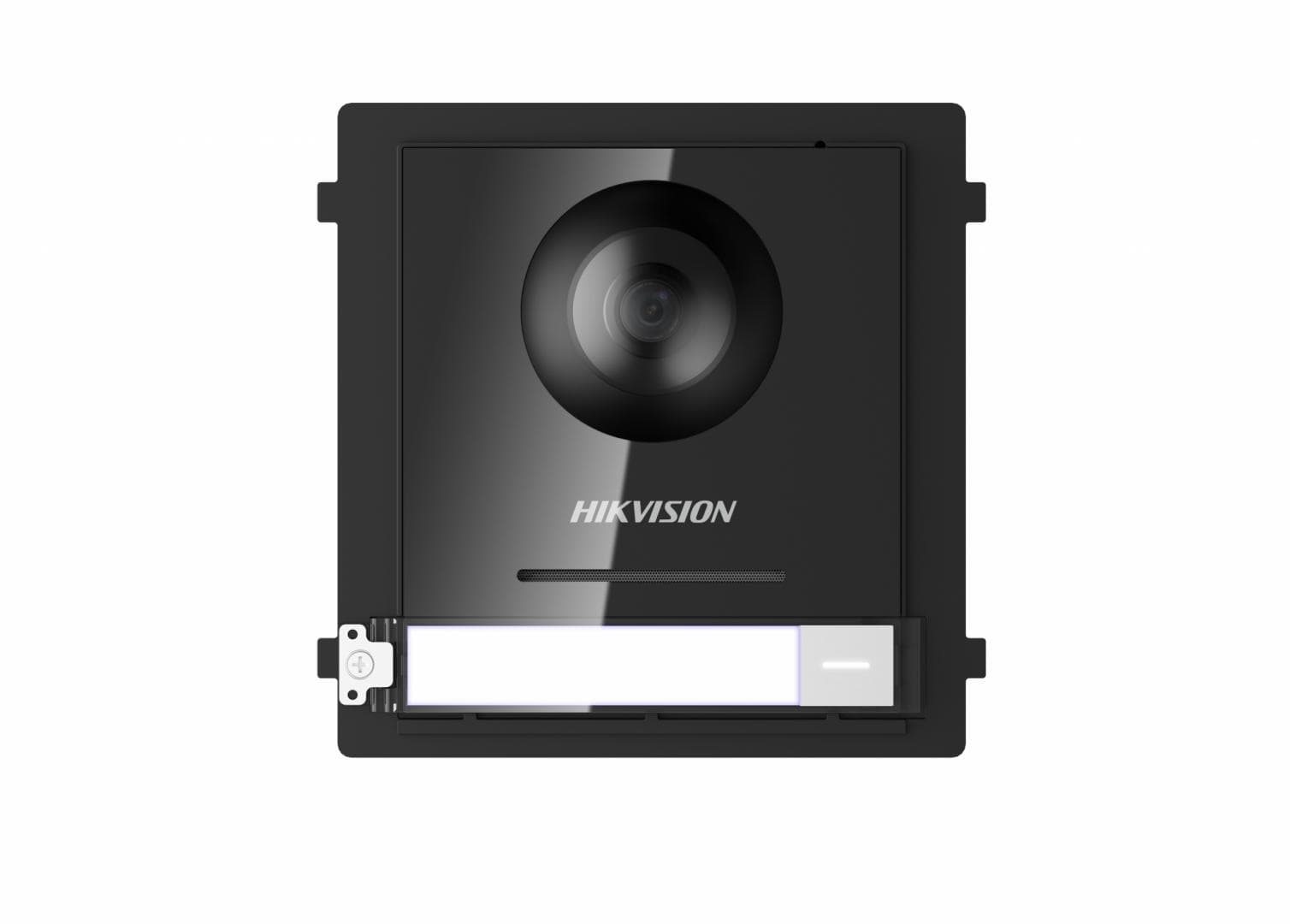 PANOU videointerfon modular de exterior Hikvision,1xbuton apelare,cam video wide angle 180grade Fish eye 2MP, permite conec pana la 8 submodule de extensie "DS-KD8003-IME1/EU" — miniatură