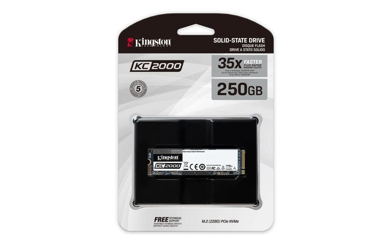 SSD KINGSTON, KC2000, 250 GB, M.2, PCIe Gen3.0 x4, 3D TLC Nand, R/W: 3000/1100 MB/s, "SKC2000M8/250G"