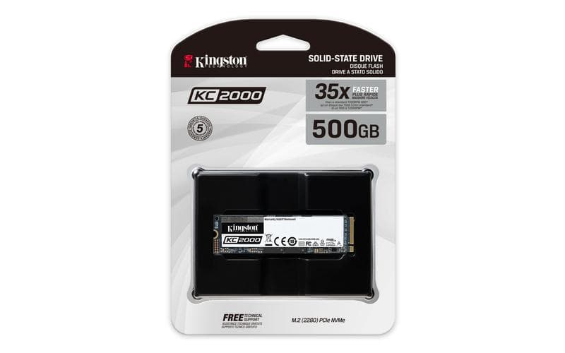 SSD KINGSTON, KC2000, 500 GB, M.2, PCIe Gen3.0 x4, 3D TLC Nand, R/W: 3000/2000 MB/s, "SKC2000M8/500G" — miniatură