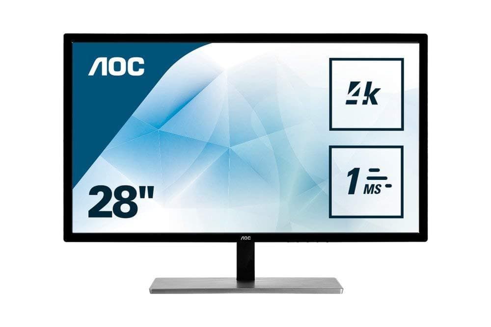 MONITOR AOC 28", home, office, TN, 4K UHD (3840 x 2160), Wide, 300 cd/mp, 1 ms, VGA, DVI, HDMI, DisplayPort, "U2879VF" — miniatură