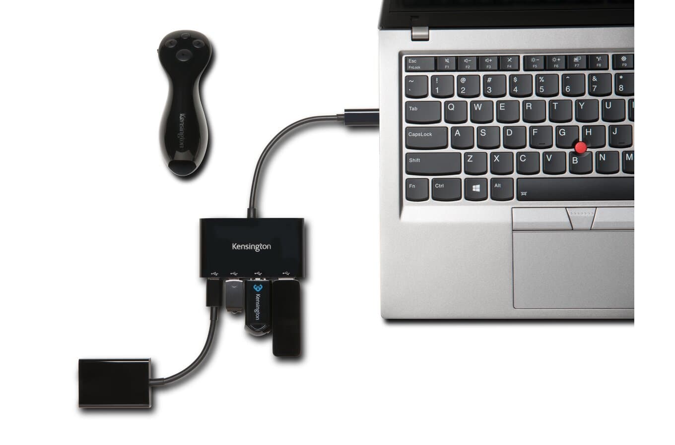 HUB extern KENSINGTON, porturi USB: USB 3.0 x 2, USB 3.1 Type C x 2, conectare prin USB 3.1 Type C, cablu 0.1 m, negru, "K39124EU" — miniatură