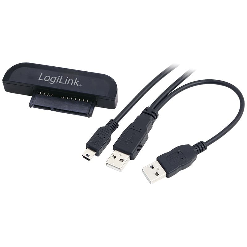 CABLU USB LOGILINK adaptor, USB 2.0 (T) la S-ATA (T), 6cm, adaptor USB la HDD S-ATA 2.5", cu USB suplimentar pt. extra power, negru, "AU0011A"