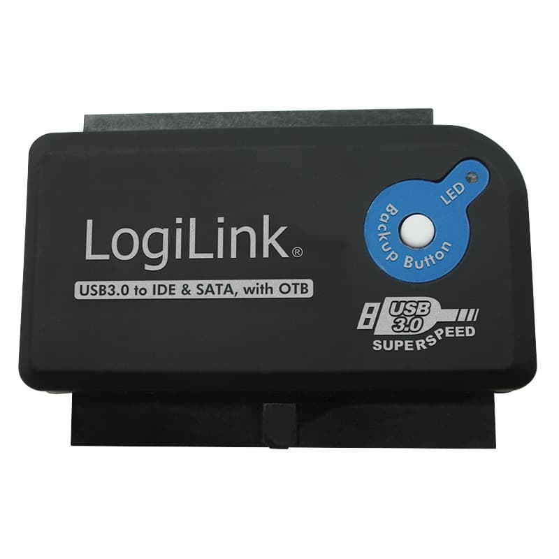 ADAPTOR USB LOGILINK, USB 3.0 (T) la IDE (M) ori S-ATA (M), adaptor USB la unitati 2.5"/3.5", functie OTB, negru, "AU0028A"