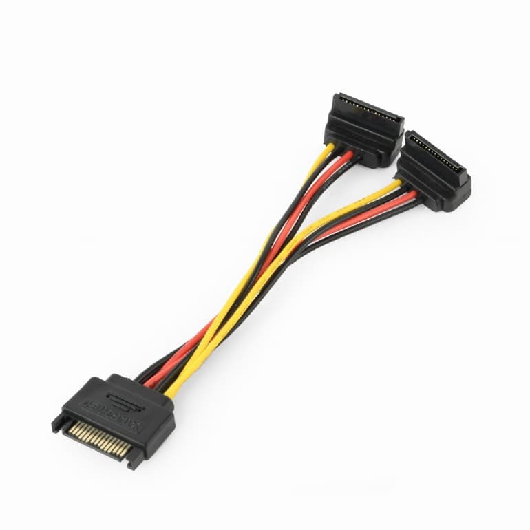 CABLU date GEMBIRD, adaptor S-ATA (T) la 2 x S-ATA (M) in unghi drept, 0.15 m, "CC-SATAM2F-02"