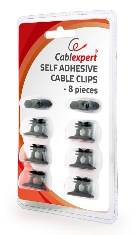 CLIPS auto-adeziv GEMBIRD, suport pt. cabluri, 8 buc., black "CM-CC-01" — miniatură