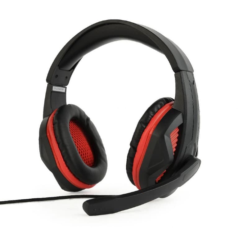 CASTI Gembird, cu fir, utilizare multimedia, microfon pe brat, conectare prin Jack 3.5 mm x 2, negru / rosu, "GHS-03"