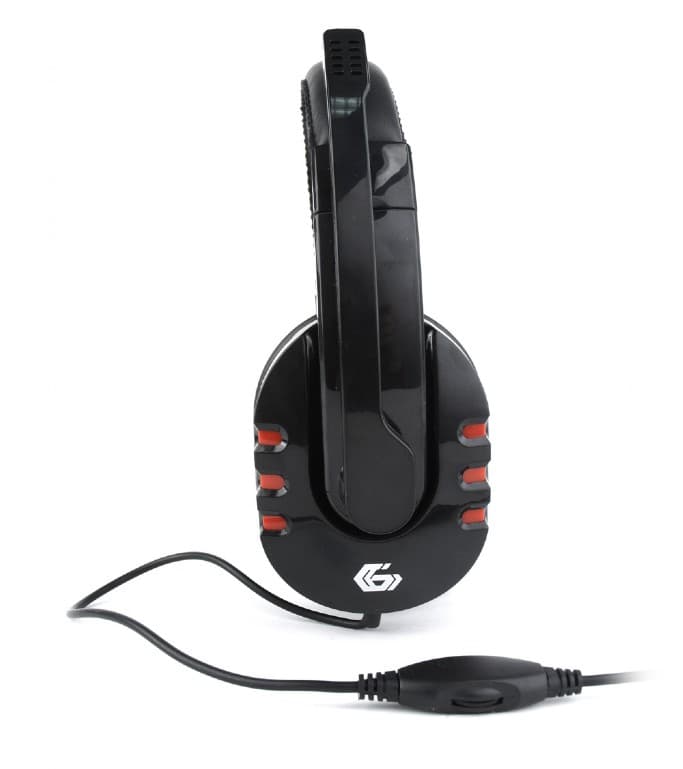 CASTI Gembird, cu fir, utilizare multimedia, microfon pe brat, conectare prin Jack 3.5 mm x 2, negru / rosu, "GHS-402" — miniatură