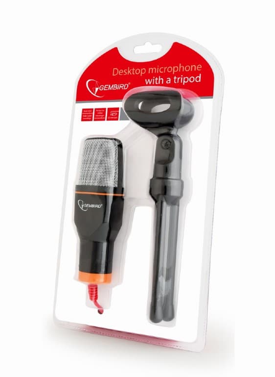 MICROFON GEMBIRD, suport tip trepied, conector Jack 3.5 mm, negru, "MIC-D-03" — miniatură