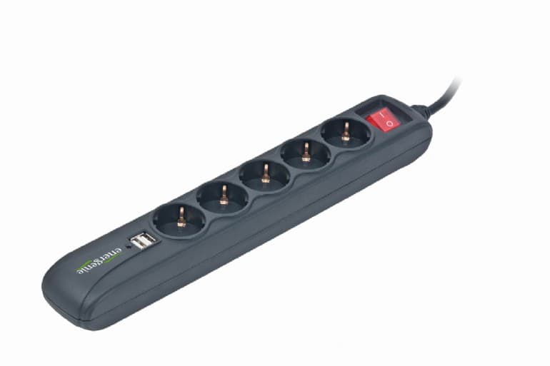 PRELUNGITOR GEMBIRD, Schuko x 5, conectare prin Schuko (T), USB x 2, cablu 1.5 m, 16 A, protectie copii, negru, "SPG5-U2-5"