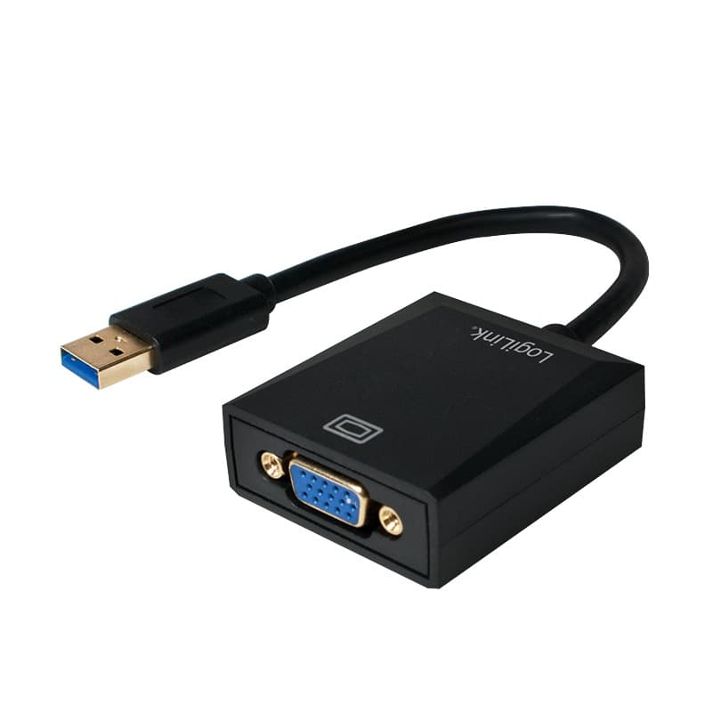CABLU video LOGILINK, adaptor USB 3.0 (T) la VGA (M), 10cm, rezolutie maxima Full HD (1920 x 1080) la 60 Hz, negru, "UA0231"