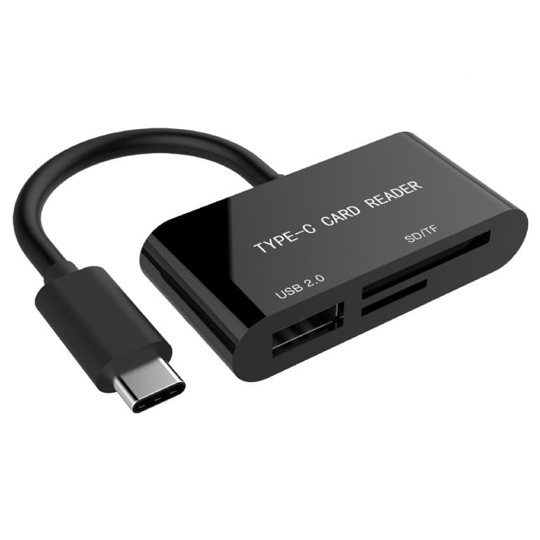 CARD READER extern GEMBIRD, 2 in 1, interfata USB Type C, citeste/scrie: SD, micro SD; adaptor USB Type C la USB (M)(pt. stick USB); plastic, negru, "UHB-CR3-02" (include TV 0.18lei)