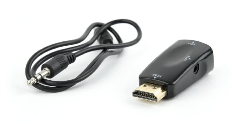 ADAPTOR video GEMBIRD, splitter HDMI (T) la VGA (M) + Jack 3.5mm (T), rezolutie maxima Full HD (1920 x 1080) la 60Hz, cablu audio 3.5 mm jack, black, "AB-HDMI-VGA-02" — miniatură