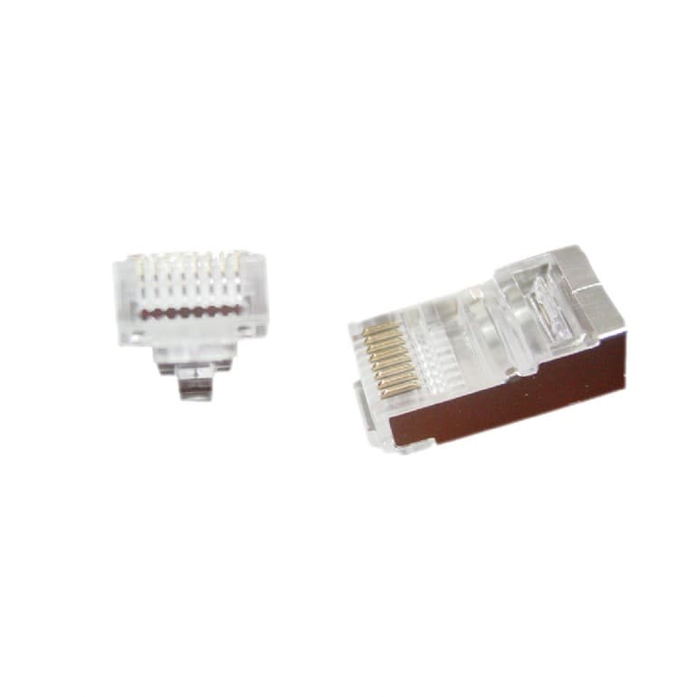 MUFA RJ-45 GEMBIRD pt. cablu FTP, Cat5e, RJ-45 (T) | RJ-45 (T) tip pass-through, ecranat, plastic cu metal, 100 buc, "LC-PTF-01/100"