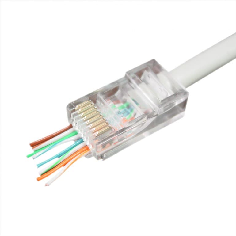 MUFA RJ-45 GEMBIRD pt. cablu UTP, Cat5e, RJ-45 (T) | RJ-45 (T) tip pass-through, plastic, 10 buc, "LC-PTU-01/10" — miniatură
