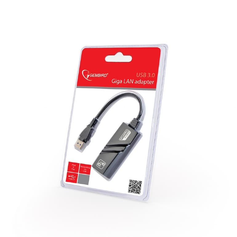 ADAPTOR RETEA GEMBIRD, extern, USB 3.0, port RJ-45, 1000 Mbps, "NIC-U3-02" — miniatură
