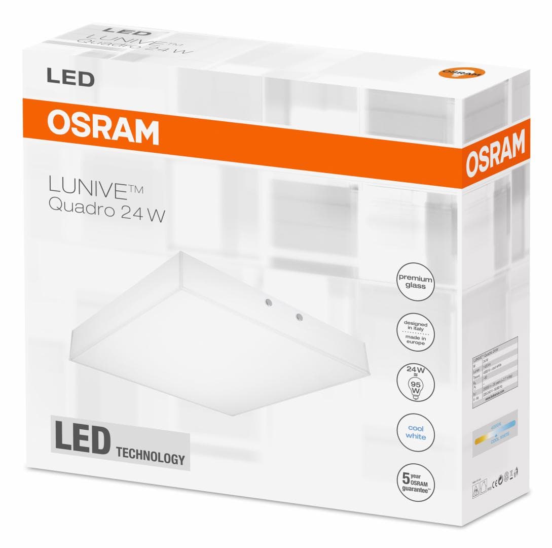 PANOU LED OSRAM, LED, soclu integrat, putere 24 W, tip lumina alb, 1.520 lumeni, alimentare 220 - 230 V, "000004052899373587" — miniatură