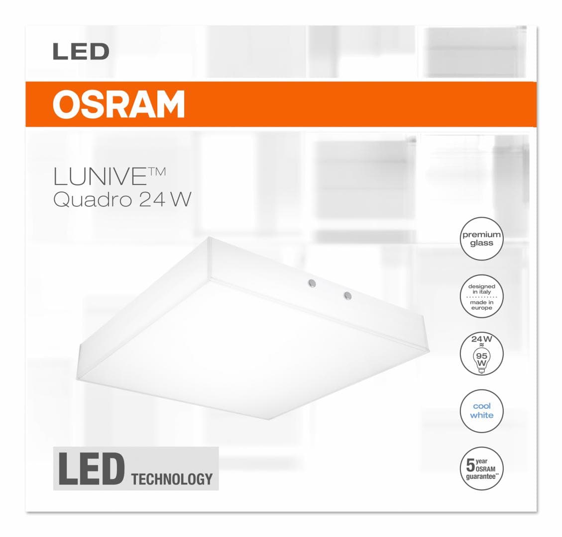 PANOU LED OSRAM, LED, soclu integrat, putere 24 W, tip lumina alb, 1.520 lumeni, alimentare 220 - 230 V, "000004052899373587"