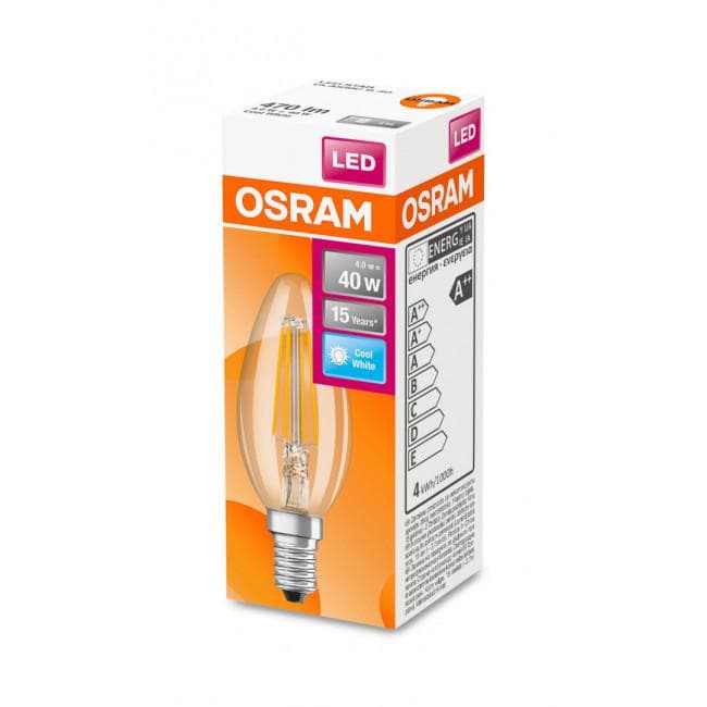 BEC LED Osram, soclu E14, putere 4W, forma lumanare, lumina alb naturala, alimentare 220 - 240 V, "000004058075114937"