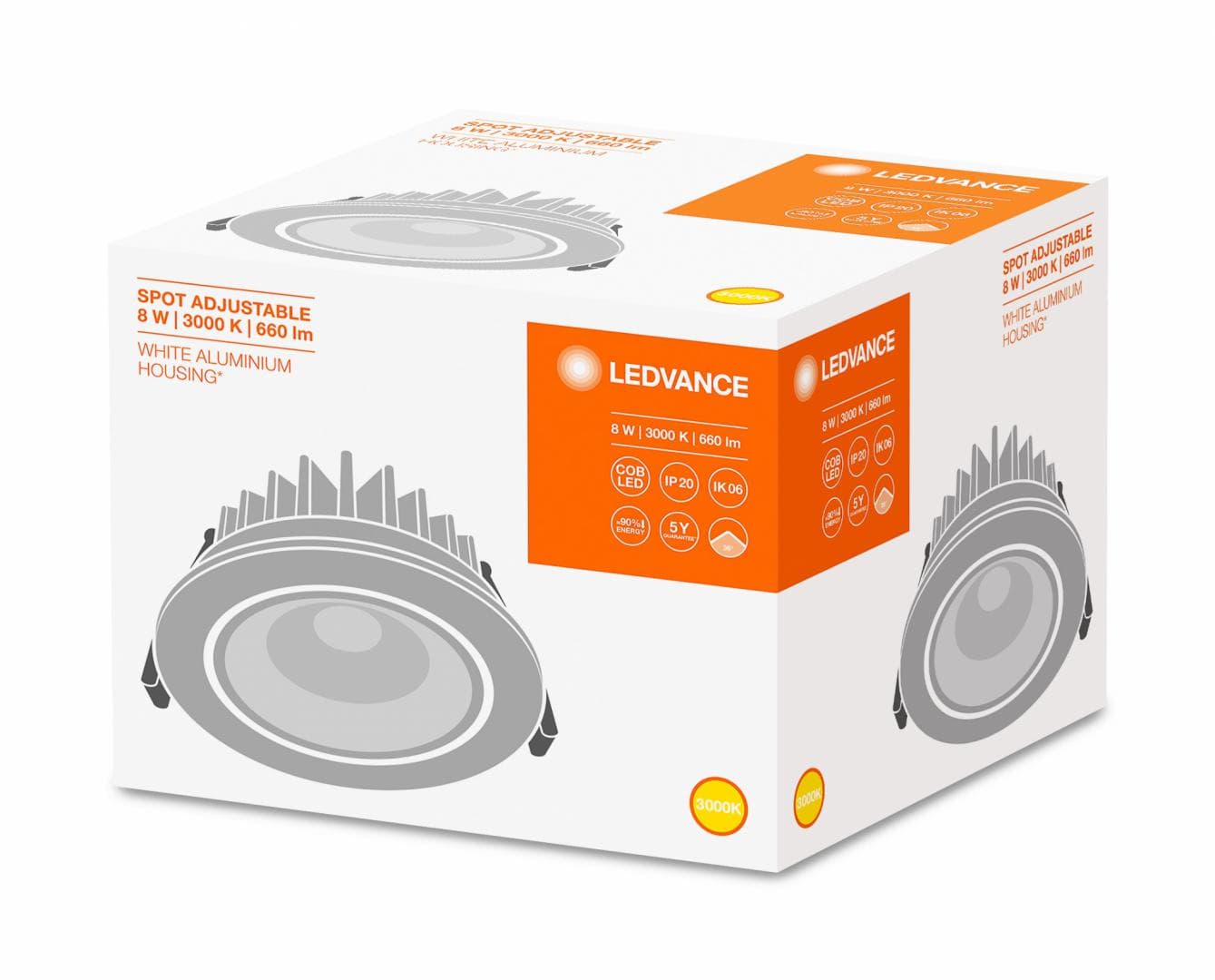 SPOT incastrat LED Osram, soclu integrat, putere 8W, forma spot, lumina alb calda, alimentare 220 - 240 V, "000004058075126848"