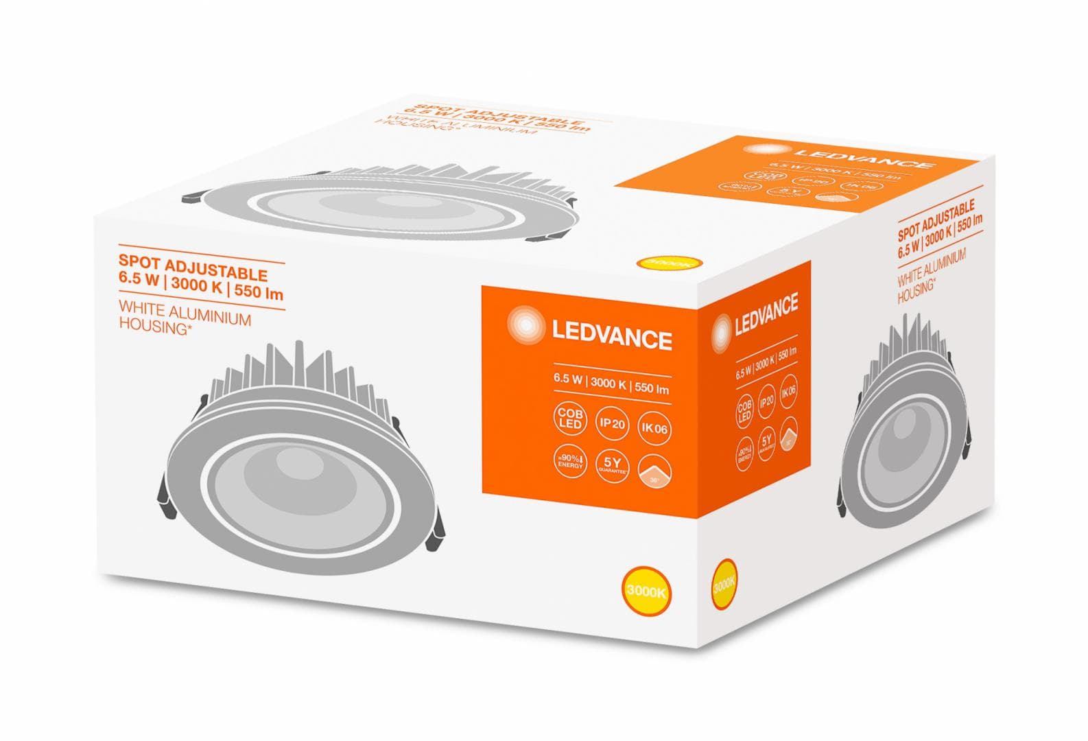 SPOT incastrat LED Osram, soclu integrat, putere 6.5W, forma spot, lumina alb calda, alimentare 220 - 240 V, "000004058075126909"